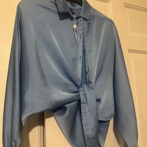 Women’s silk  Blue button  Shirt